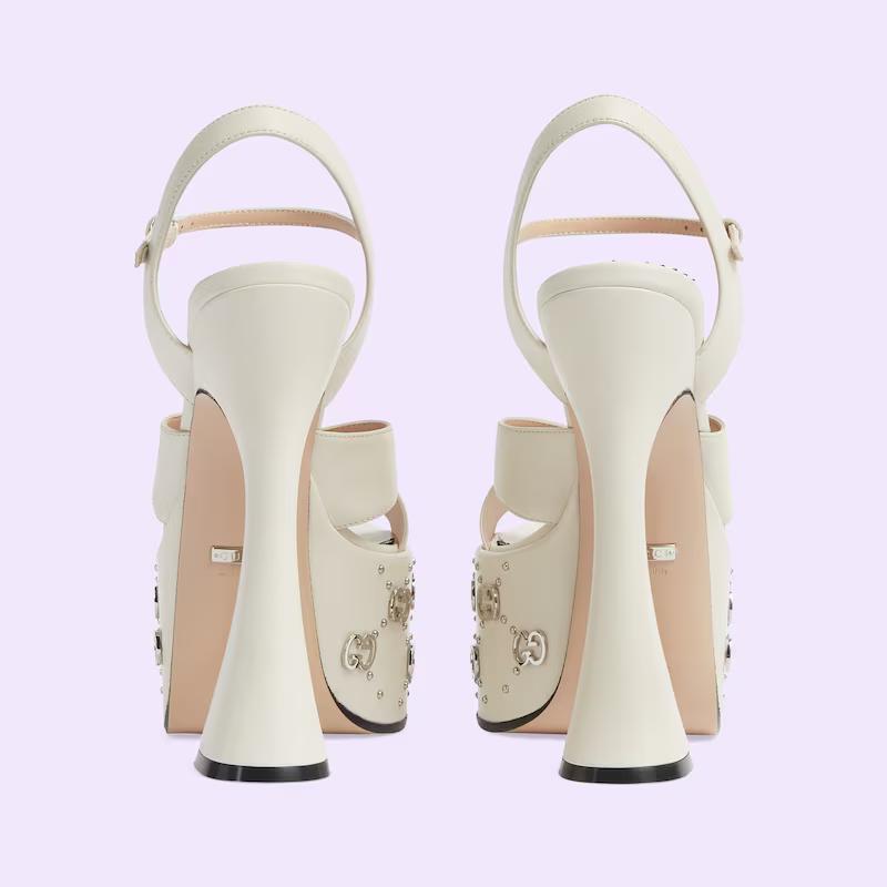 Giày Gucci Interlocking G Studs Sandal Nữ Trắng Đen