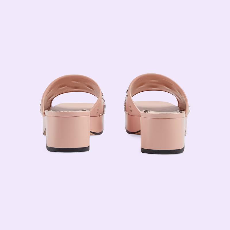 Giày Gucci Interlocking G Slide Sandal Nữ Hồng