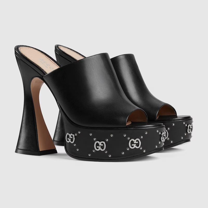 Giày Gucci Platform Slide Sandal Nữ Đen