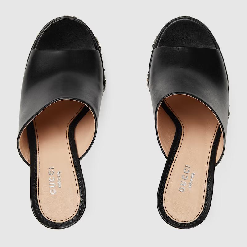 Giày Gucci Platform Slide Sandal Nữ Đen