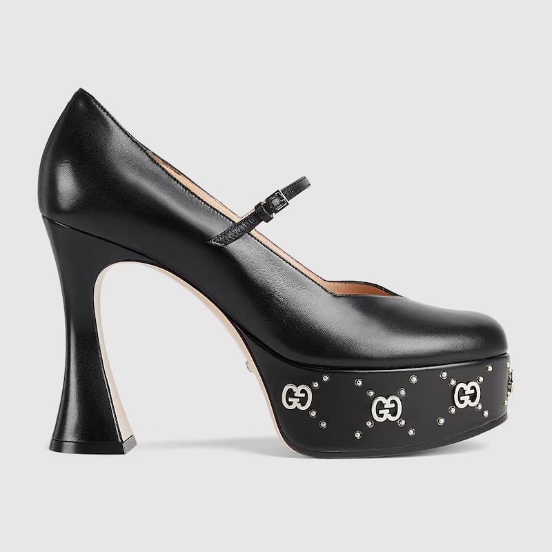 Giày Gucci Platform G With Studs Nữ Đen