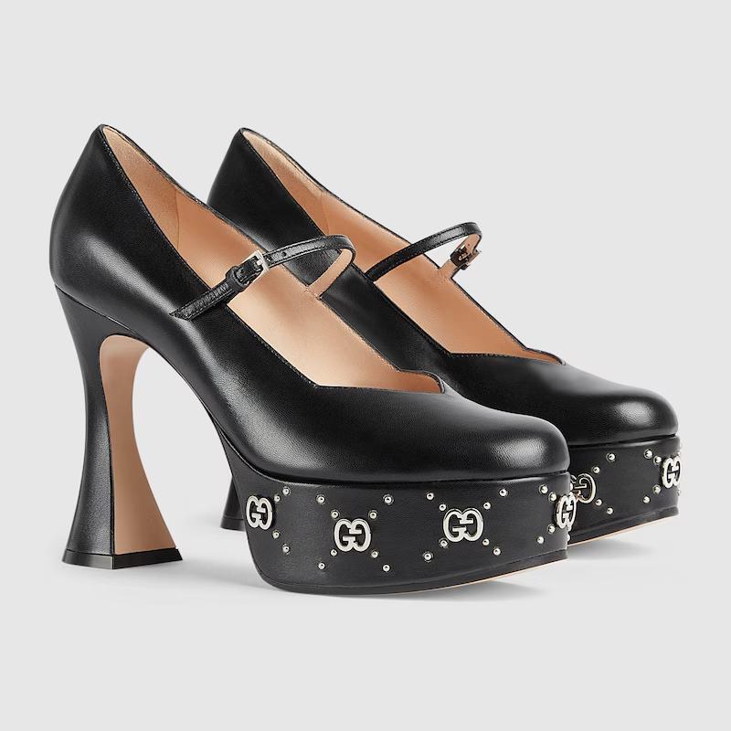 Giày Gucci Platform G With Studs Nữ Đen