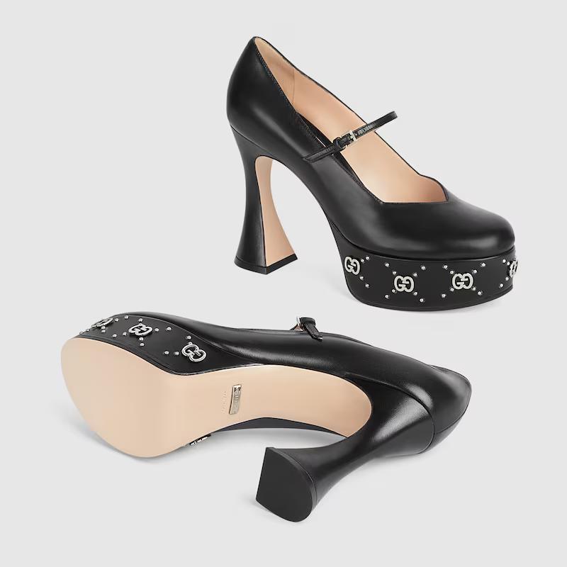 Giày Gucci Platform G With Studs Nữ Đen