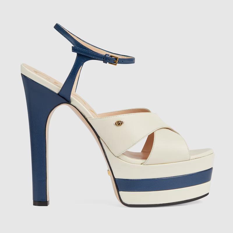 Giày Gucci Platform Sandal Nữ Trắng Xanh