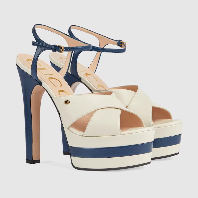 Giày Gucci Platform Sandal Nữ Trắng Xanh