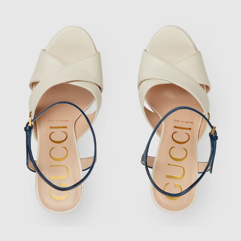 Giày Gucci Platform Sandal Nữ Trắng Xanh