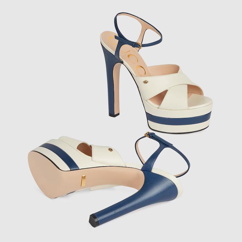 Giày Gucci Platform Sandal Nữ Trắng Xanh