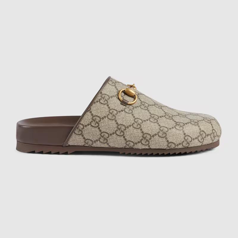 Giày Gucci Gg Supreme Horsebit Slipper Nữ Nâu