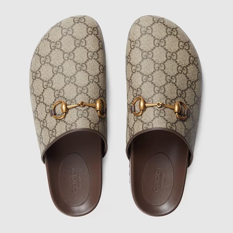 Giày Gucci Gg Supreme Horsebit Slipper Nữ Nâu