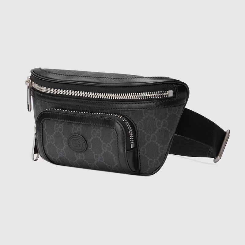 Túi Gucci Belt Bag With Interlocking G Nam Màu Đen