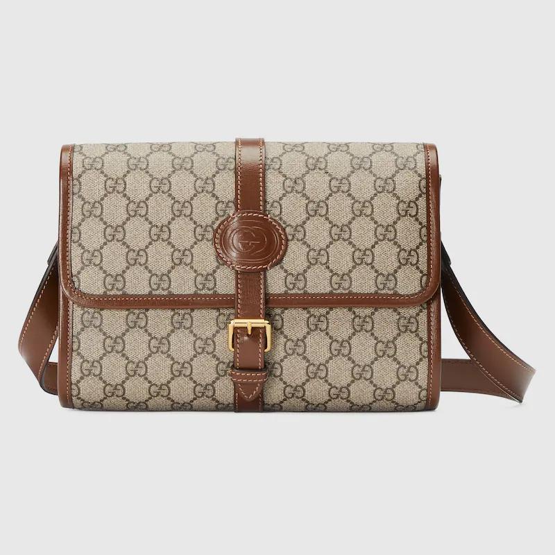 Túi Gucci Gg Messenger Bag With Interlocking G Nam Màu Da