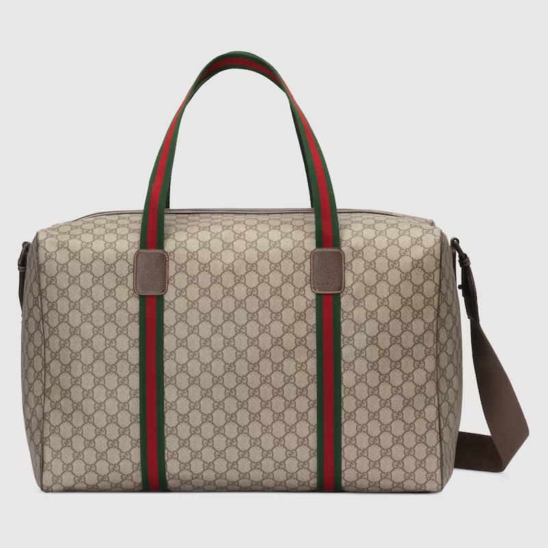 Túi Gucci Maxi Duffle Bag With Web Nam Màu Da