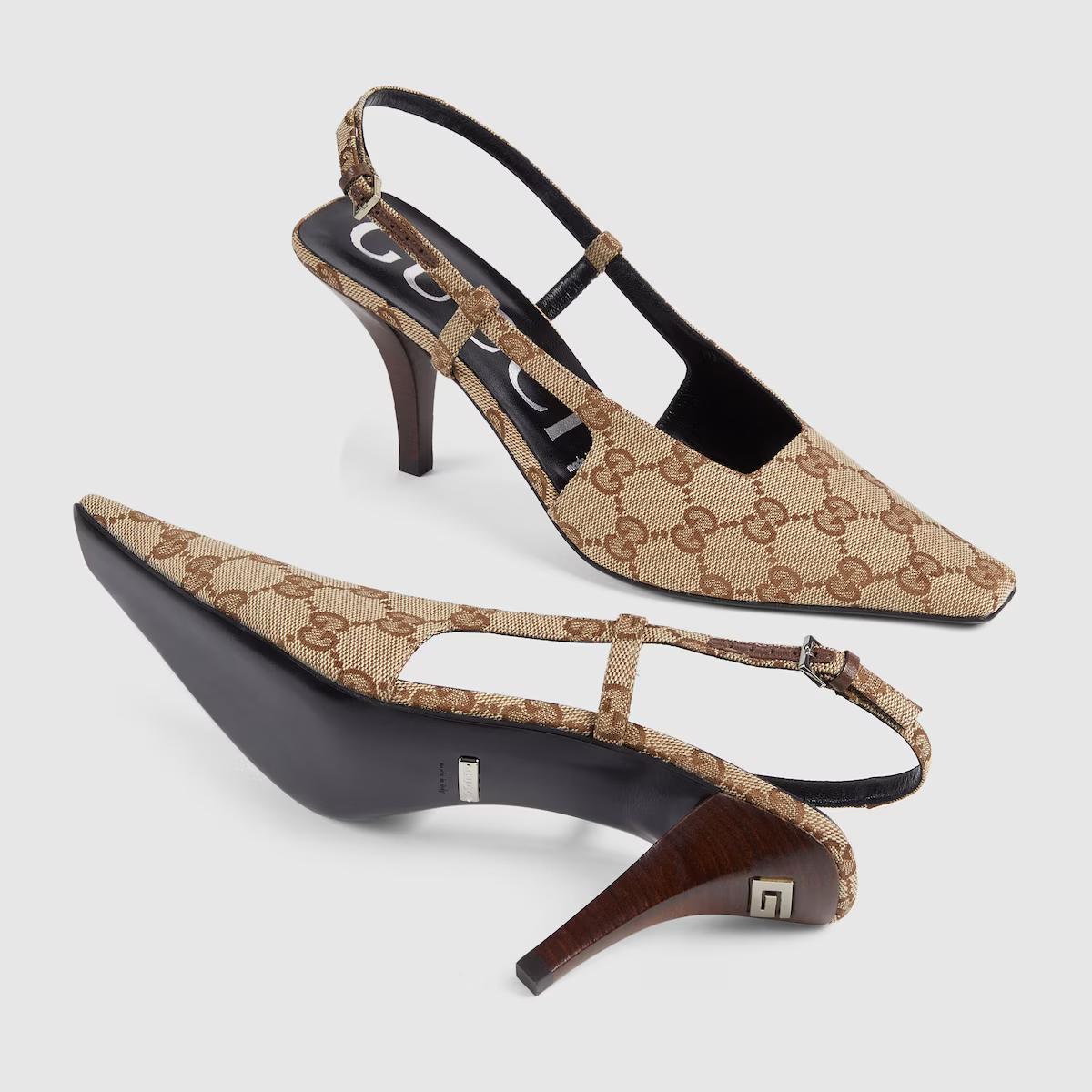 Giày Gucci Gg Slingback Pump Nữ Nâu