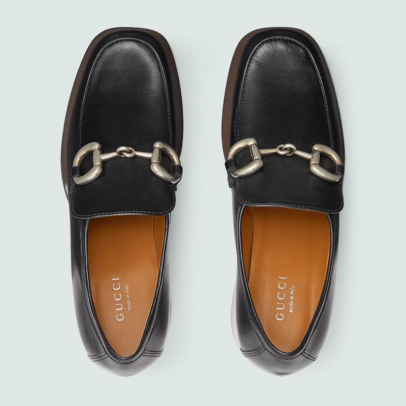 Giày Gucci Platform Loafer With Horsebit Nữ Đen