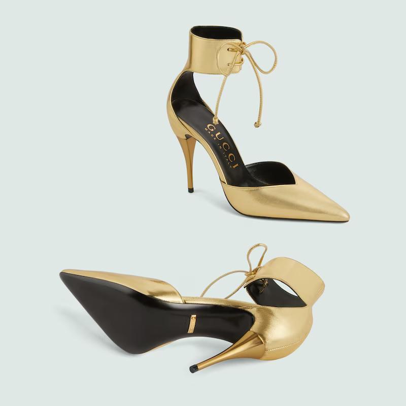 Giày Gucci High Heel Metallic Pump Nữ Vàng