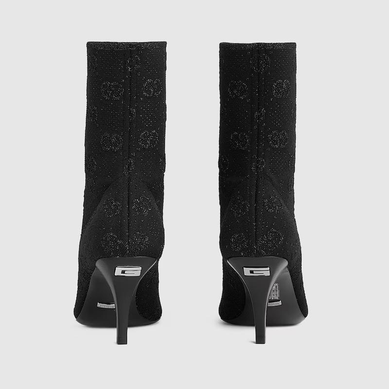 Giày Gucci Gg Knit Ankle Boots Nữ Đen