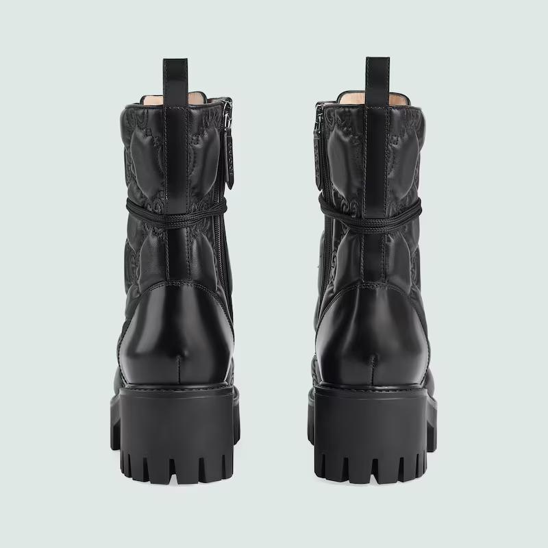 Giày Gucci Gg MateLassé Lace-Up Boot Nữ Đen Cao Cổ