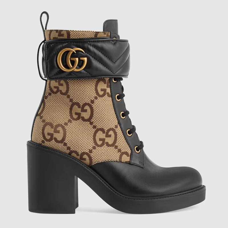 Giày Gucci Boot With Double G Nữ Nâu Cao Cổ