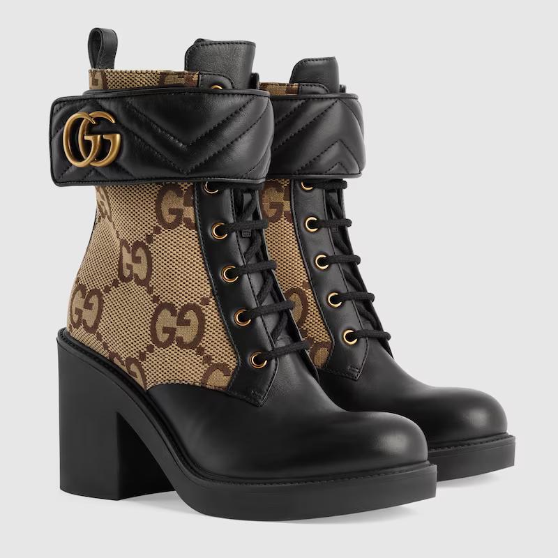 Giày Gucci Boot With Double G Nữ Nâu Cao Cổ