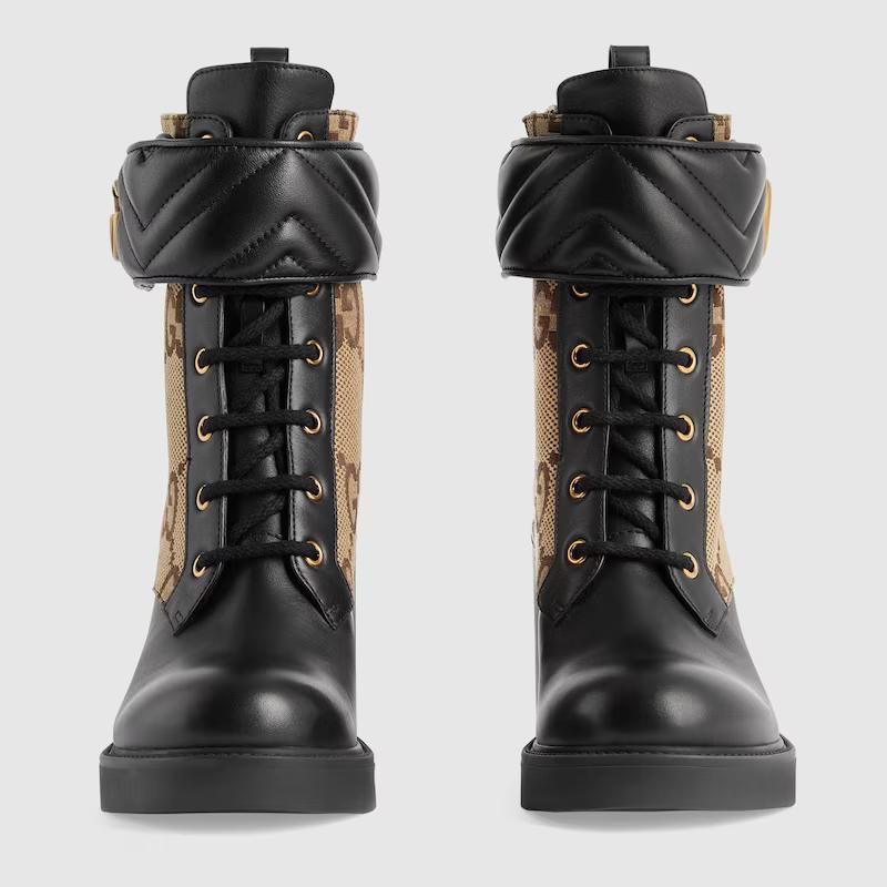 Giày Gucci Boot With Double G Nữ Nâu Cao Cổ