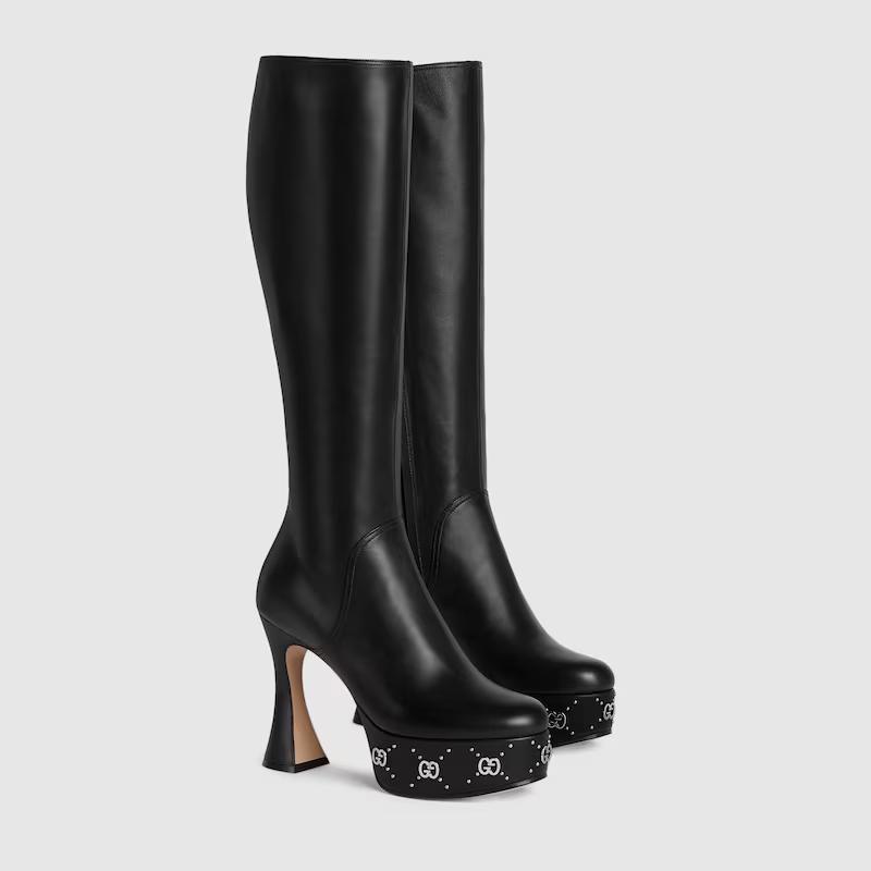 Giày Gucci Platform Boot Nữ Đen Cao Cổ