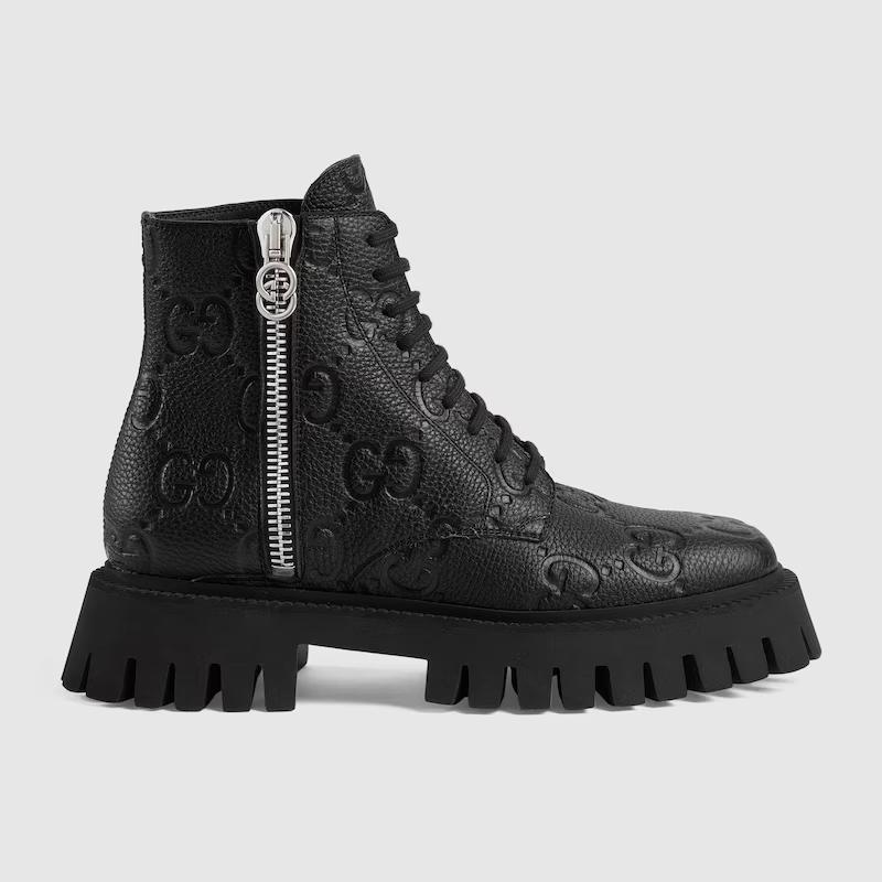 Giày Gucci Gg Leather Boot Nữ Đen Cao Cổ