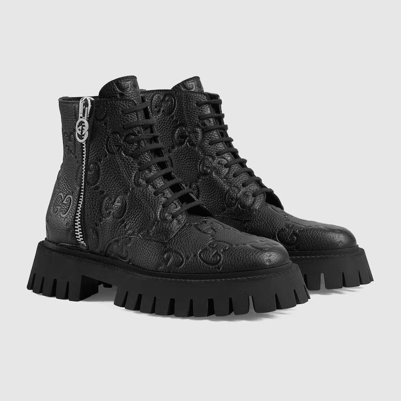 Giày Gucci Gg Leather Boot Nữ Đen Cao Cổ