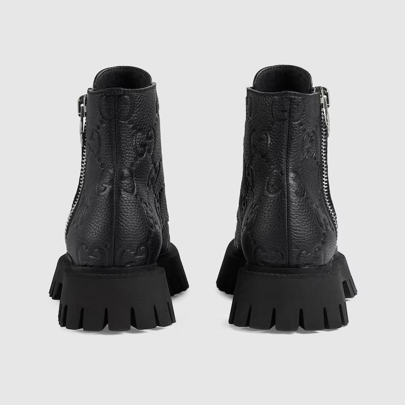 Giày Gucci Gg Leather Boot Nữ Đen Cao Cổ