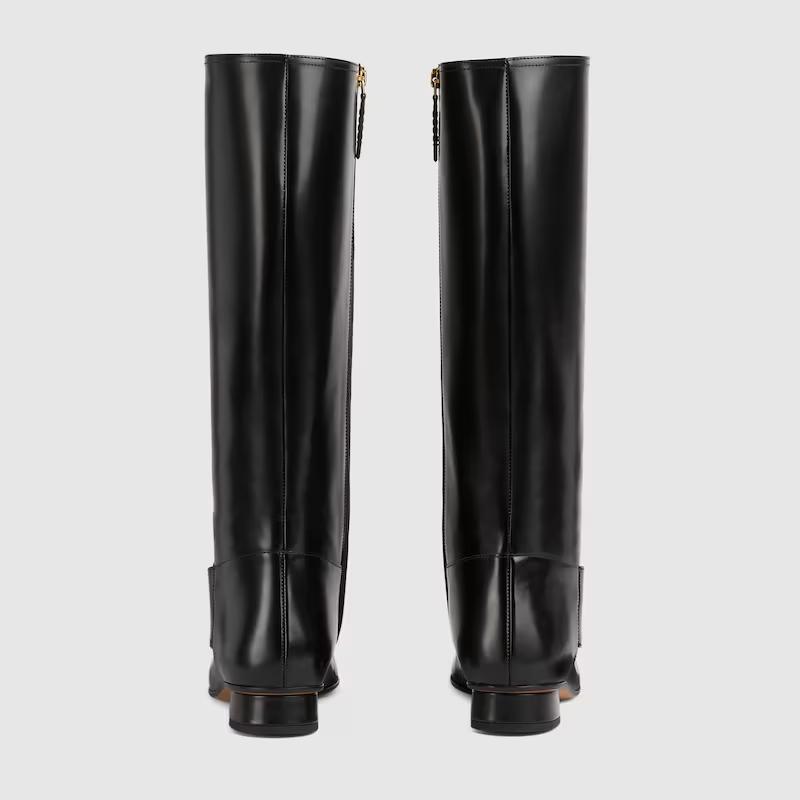 Giày Gucci Interlocking G Chain Boot Nữ Đen Cao Cổ