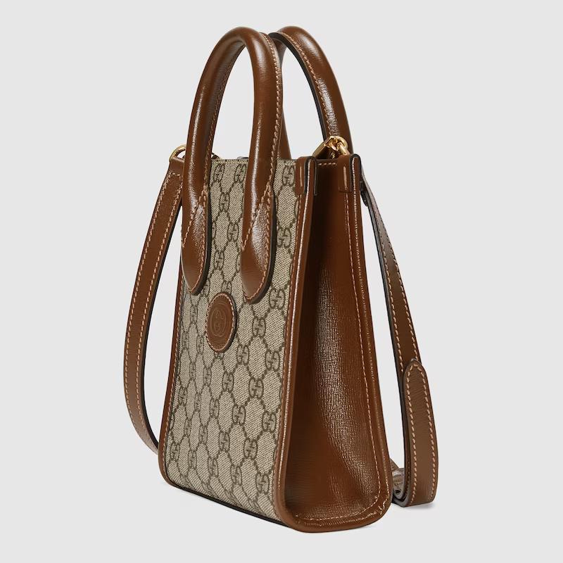 Túi Gucci Mini Tote Bag With Interlocking G Nam Màu Da Nâu