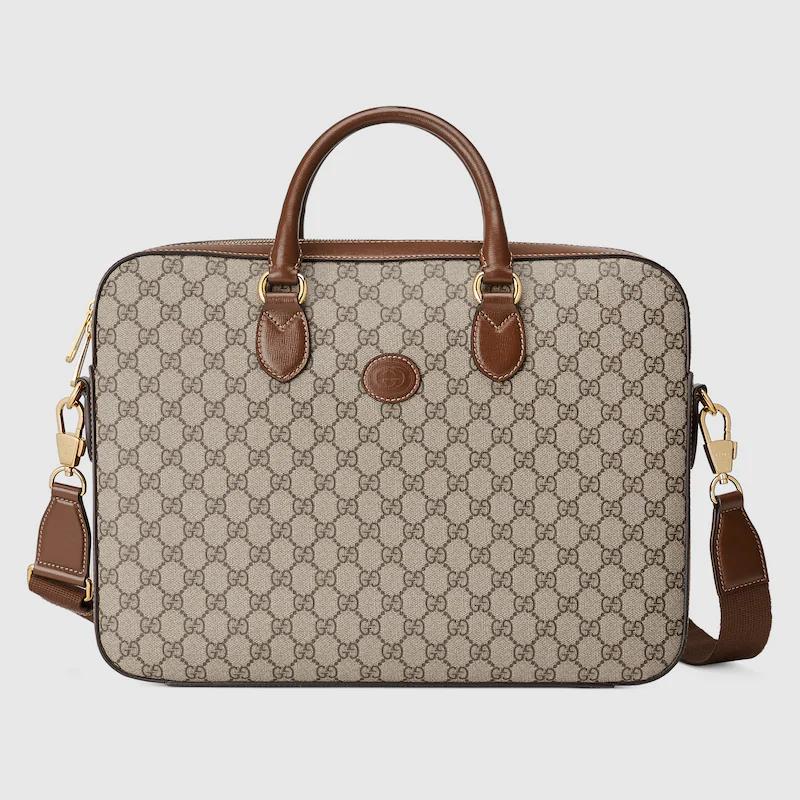 Túi Gucci Bussiness Case With Interlocking G Nam Màu Da Nâu