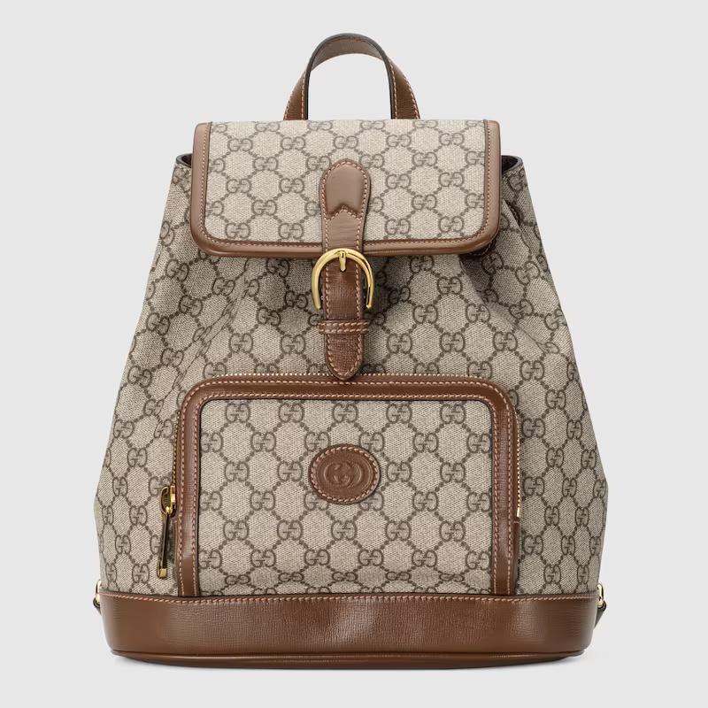 Túi Gucci Backpack With Interlocking G Nam Màu Da Nâu