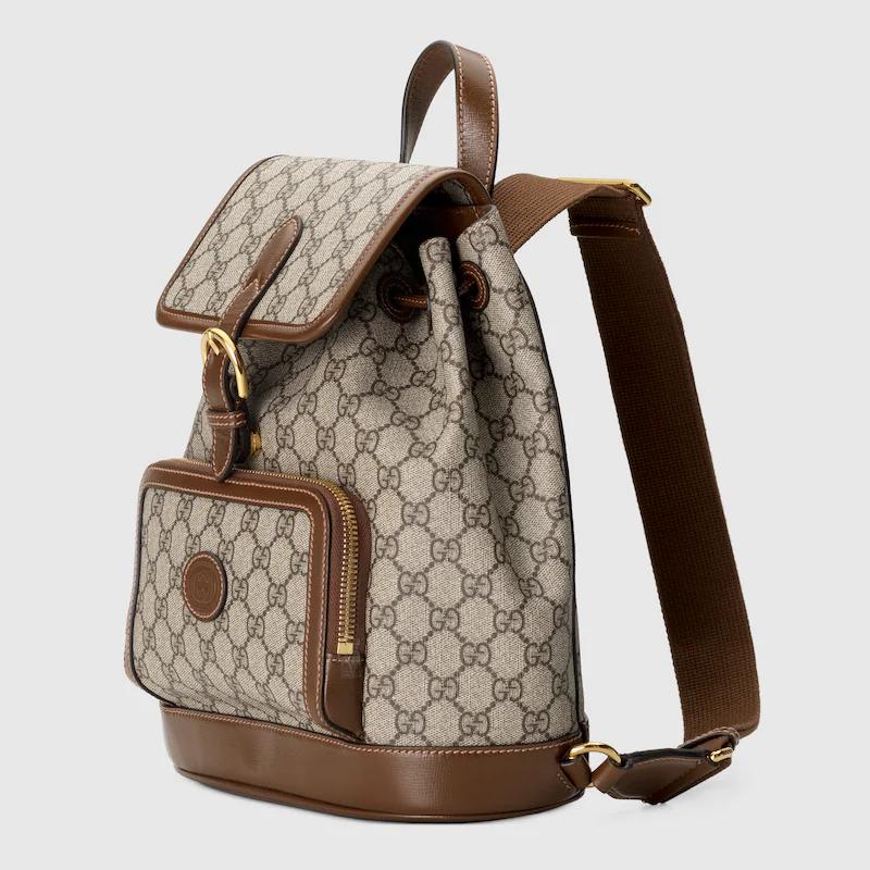 Túi Gucci Backpack With Interlocking G Nam Màu Da Nâu