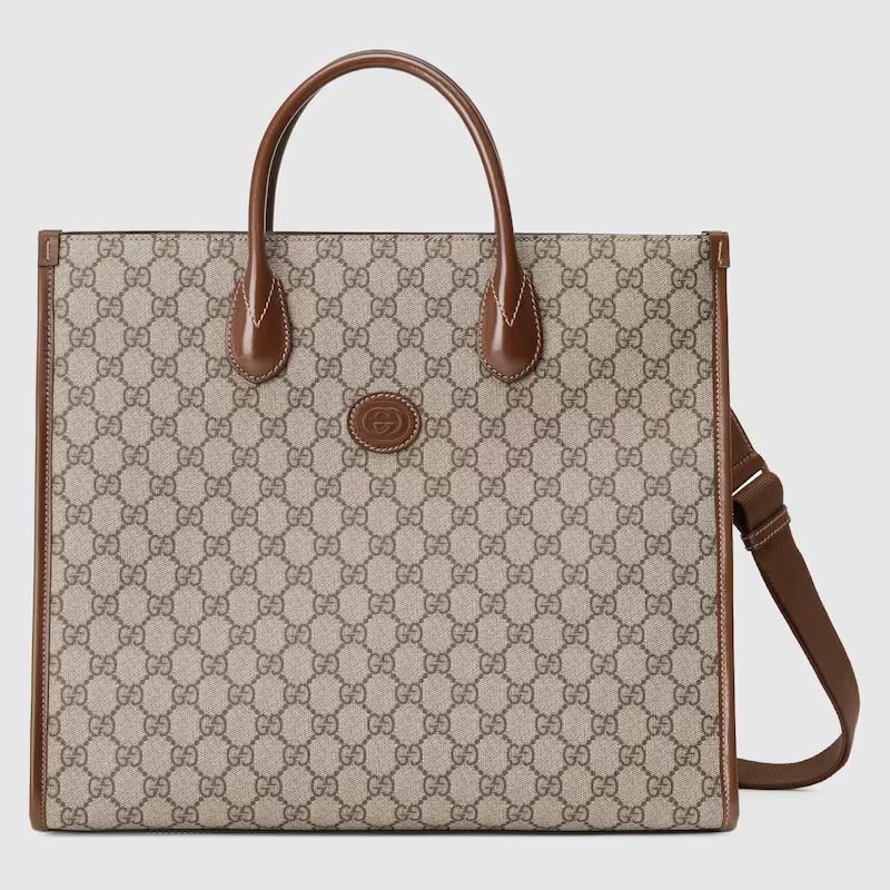 Túi Gucci Medium Tote With Interlocking G Nam Màu Da Nâu