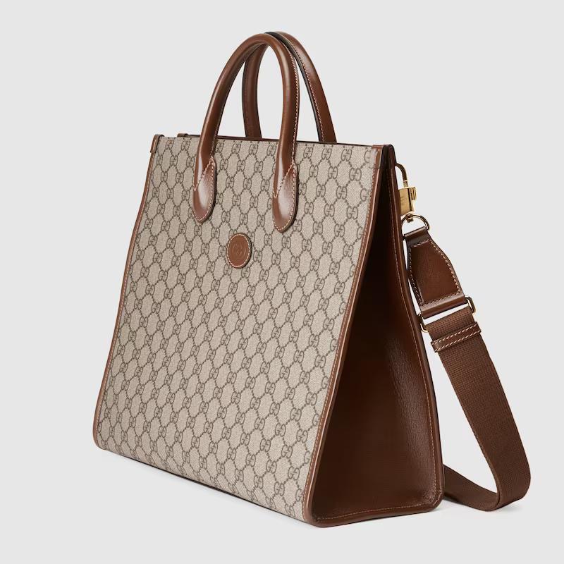 Túi Gucci Medium Tote With Interlocking G Nam Màu Da Nâu