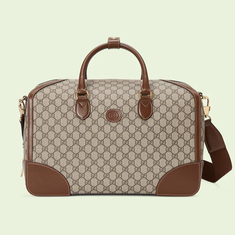 Túi Gucci Duffle Bag With Interlocking G Nam Màu Da Nâu