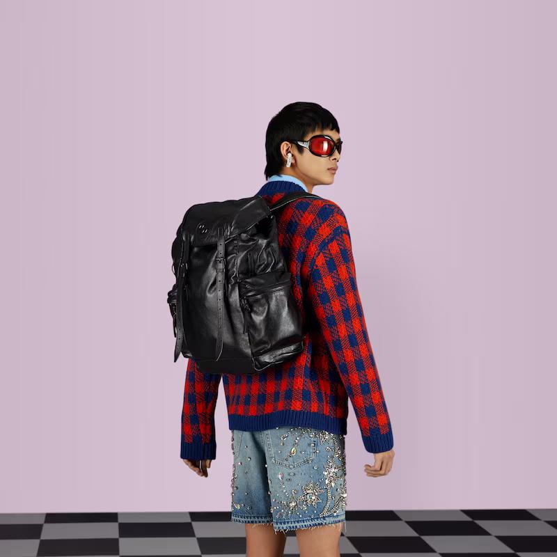 Túi Gucci Backpack With Tonal Double G Nam Màu Đen