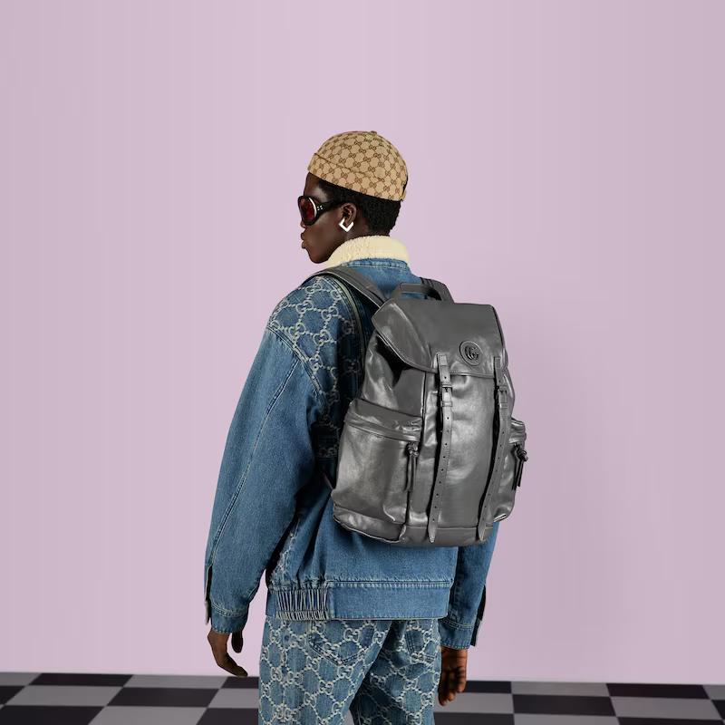 Túi Gucci Backpack With Tonal Double G Nam Màu Xám