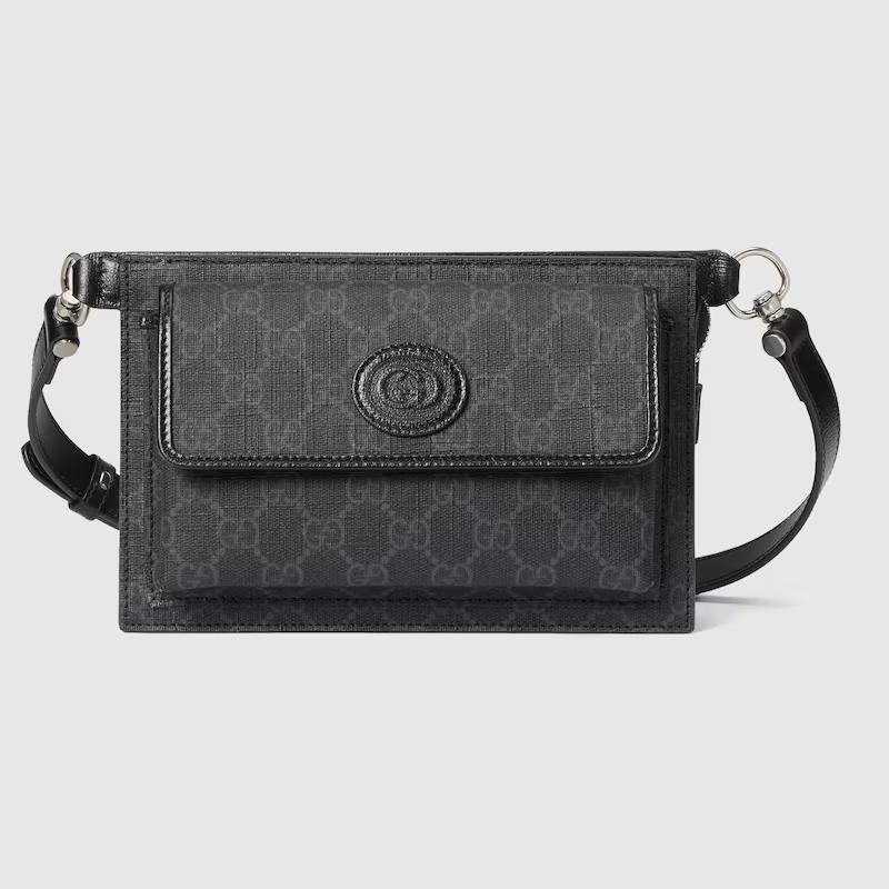 Túi Gucci Gg Belt Bag With Interlocking G Nam Màu Đen