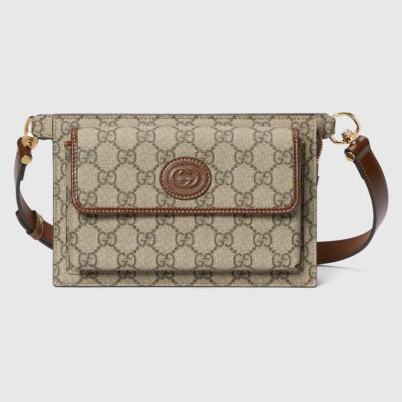 Túi Gucci Gg Belt Bag With Interlocking G Nam Màu Da 