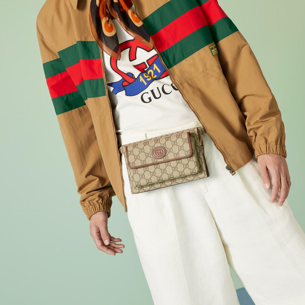 Túi Gucci Gg Belt Bag With Interlocking G Nam Màu Da 