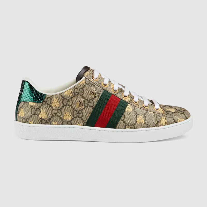 Giày Gucci Ace Gg Supreme Sneaker With Bees Nữ Nâu Vàng