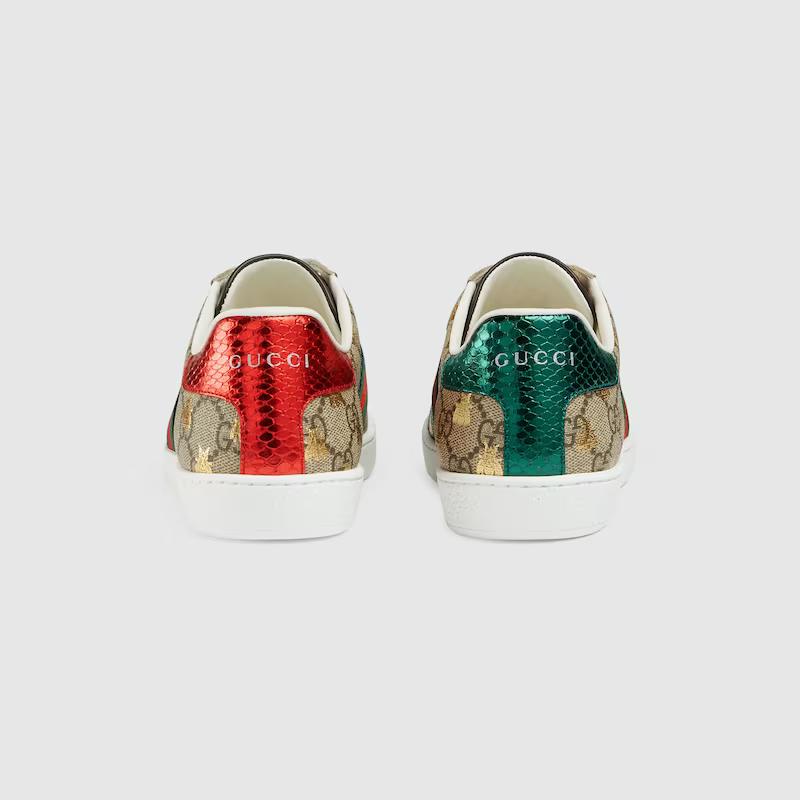 Giày Gucci Ace Gg Supreme Sneaker With Bees Nữ Nâu Vàng