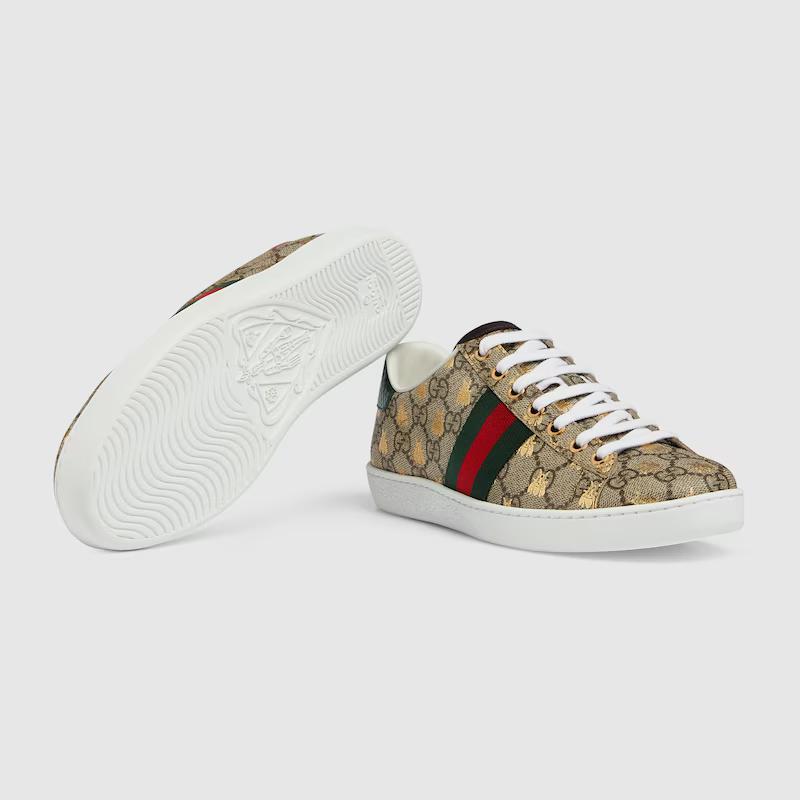 Giày Gucci Ace Gg Supreme Sneaker With Bees Nữ Nâu Vàng