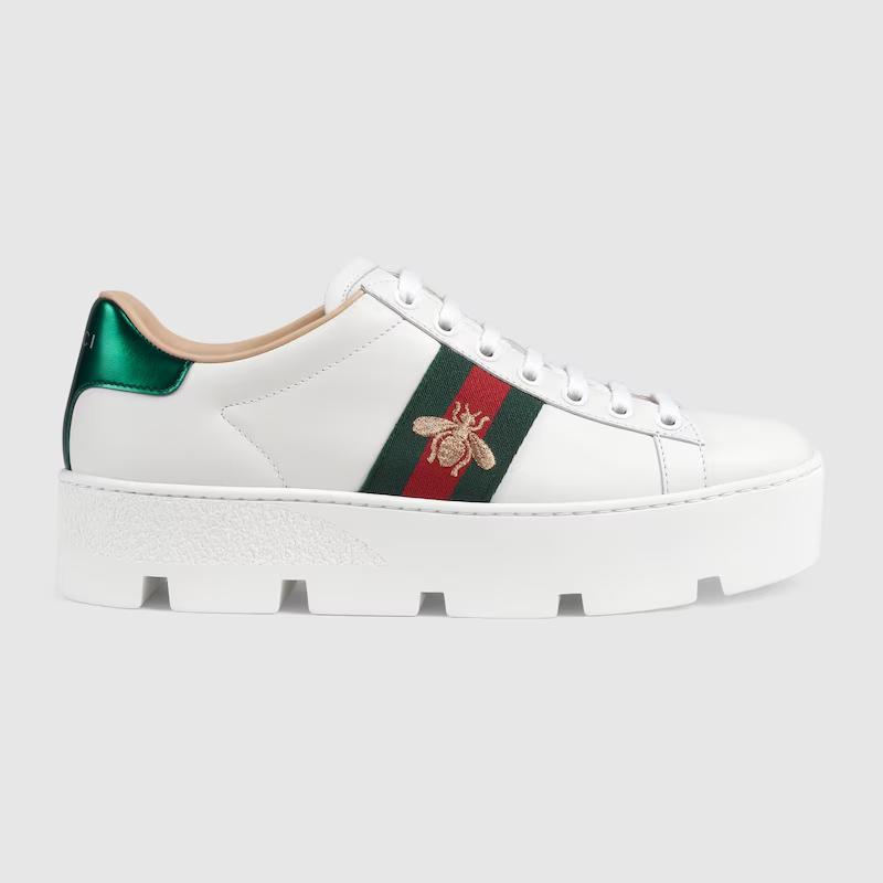 Giày Gucci Ace Embroidered Platform Sneaker Nữ Trắng