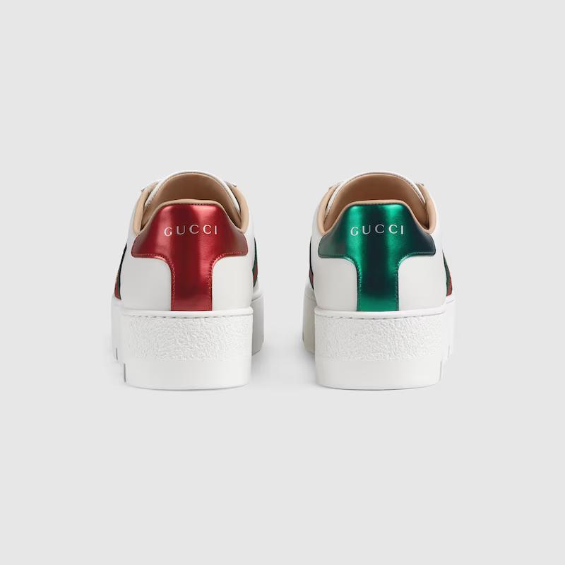 Giày Gucci Ace Embroidered Platform Sneaker Nữ Trắng