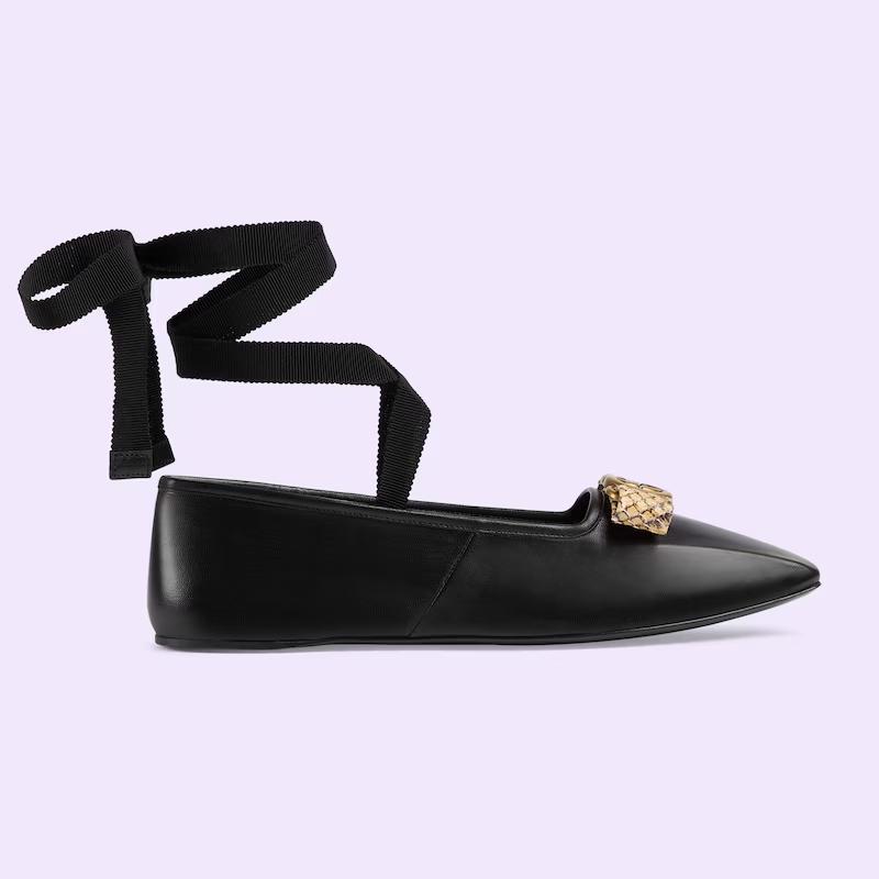 Giày Gucci Interlocking G Ballet Flat Nữ Đen