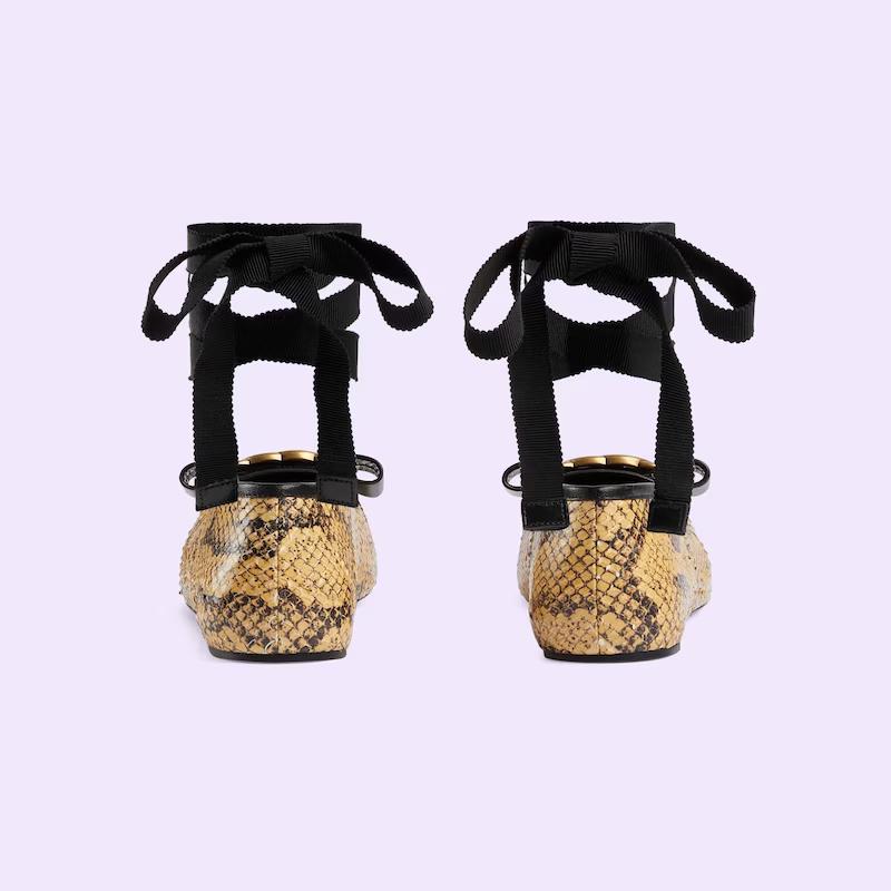 Giày Gucci Python Ballet Flat Nữ Vàng