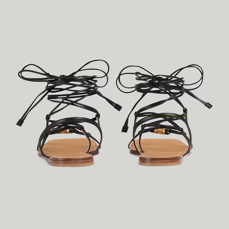 Giày Gucci Interlocking G Strappy Sandal Nữ Đen