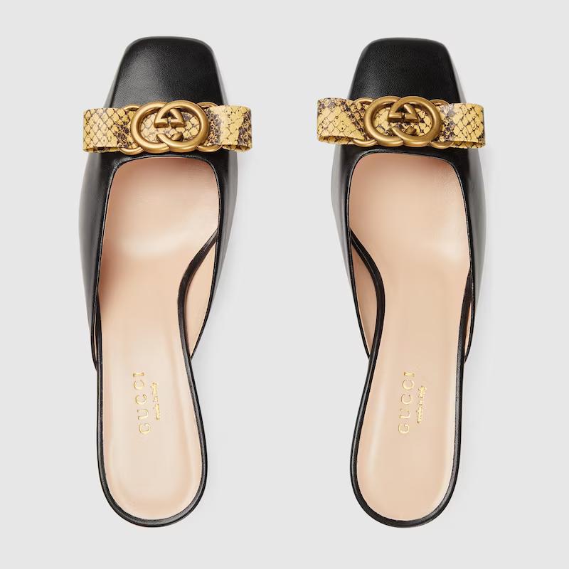 Giày Gucci Interlocking G Mule Nữ Đen